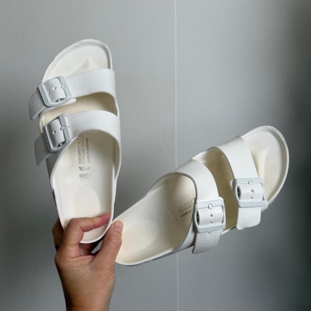 Birkenstock Arizona Essentials EVA White Rubber Sandals Slides Womens Size 38 7